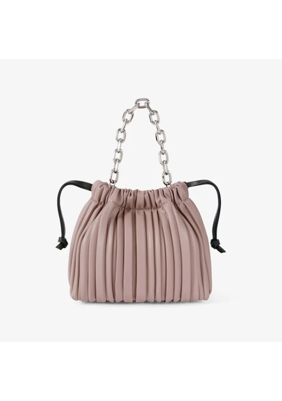 Charles Keith Pleated Covered Shoulder Bucket Bag Mauve